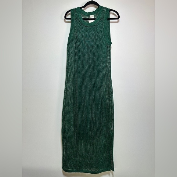 Green Openwork Midi Tank Dress - Picture 1 of 9